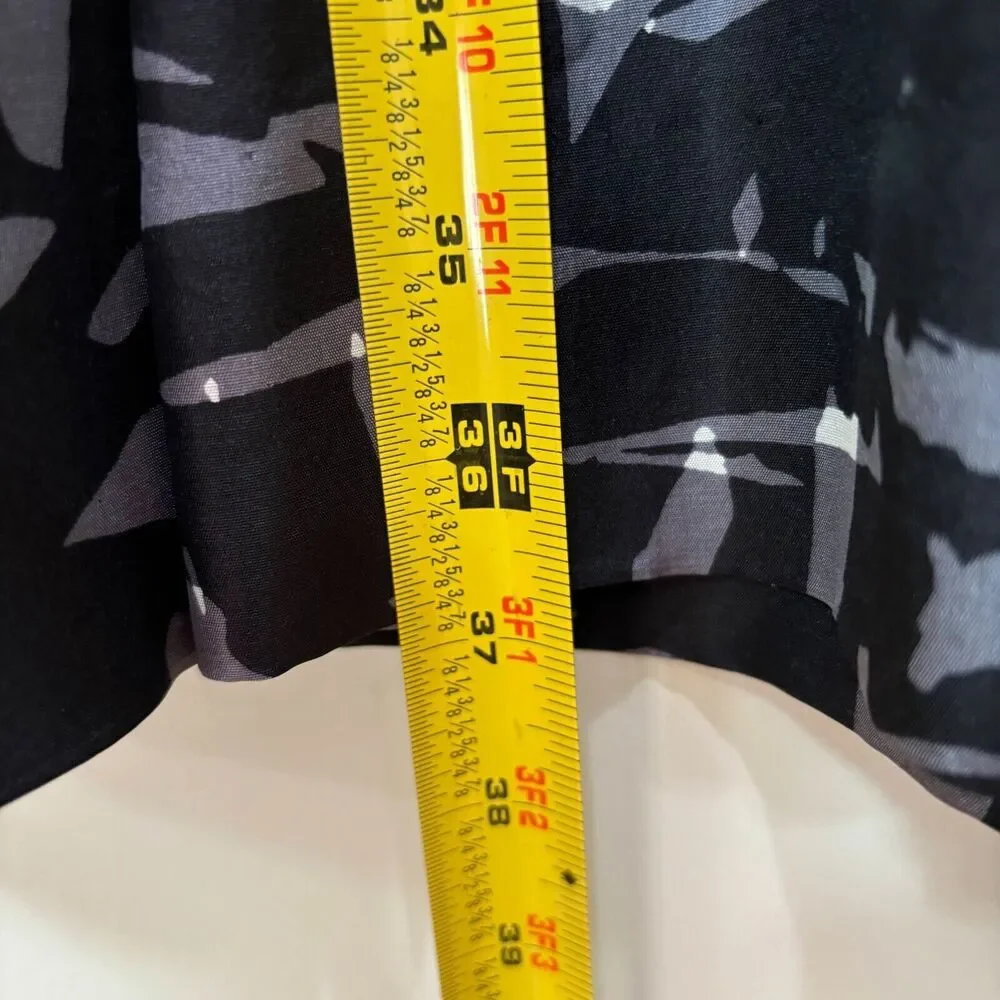 Kate Spade Nelli 100% Silk Fit Flare Dress sz 2 Black Gray Abstract Print Career
